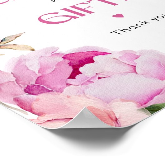 明るいピンクのフローラ牡丹カードとギフト ポスター (角)