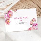 明るいピンクのフローラ牡丹ブライダルサンキューカード カード