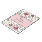 明るいピンクのフローラ祈りの言葉、賞賛と感謝 ノートブック (左側)