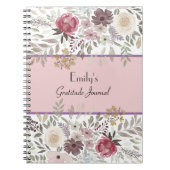 明るいピンクのフローラ祈りの言葉、賞賛と感謝 ノートブック (正面)
