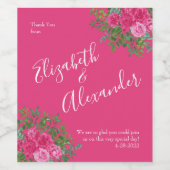 明るいピンクのフローラ結婚のワインラベル ワインラベル (シングルラベル)