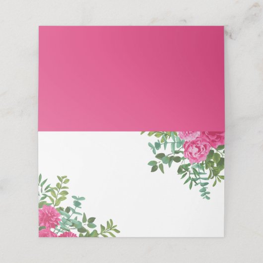明るいピンクのフローラ結婚の場所またはエスコートカード プレイスカード (外部開封)