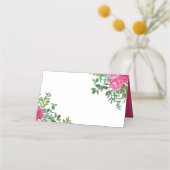 明るいピンクのフローラ結婚の場所またはエスコートカード プレイスカード (正面)
