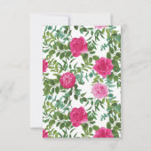 明るいピンクのフローラ結婚式の日付を保存 招待状 (裏面)