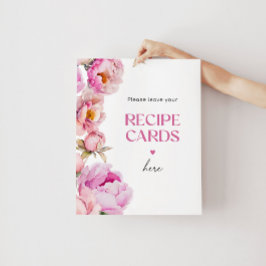 明るいピンクのフローラ離れあなたのレシピカード ポスター