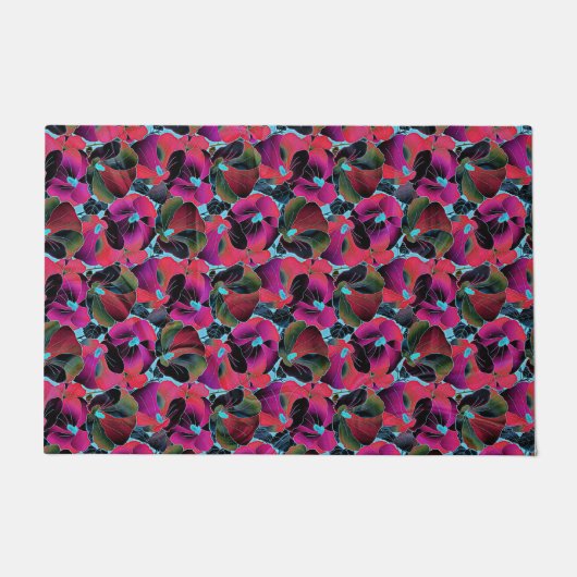 明るいピンクのフローラ ドアマット (正面)