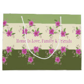 明るいピンクのフローラ（緑） ラージペーパーバッグ (裏面)