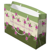 明るいピンクのフローラ（緑） ラージペーパーバッグ (裏面アングル)
