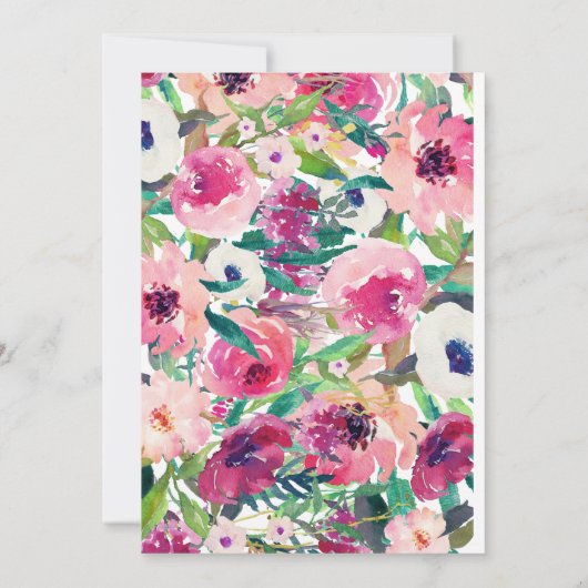 明るいピンクのブライダルシャワーの招待 招待状 (裏面)