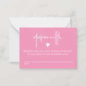 明るいピンクのベビーガールシャワーおむつラッフル ノートカード (正面)