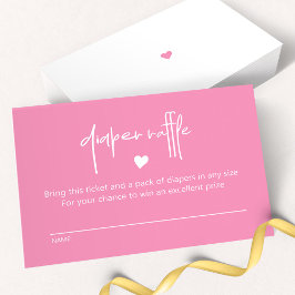 明るいピンクのベビーガールシャワーおむつラッフル ノートカード