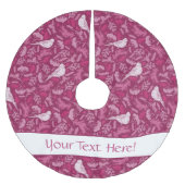 明るいピンクのマーブ冬の白い鳥の花柄 ブラッシュドポリエステルツリースカート (正面)