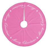 明るいピンクのメリークリスマススクリプト フリース ツリースカート (正面)