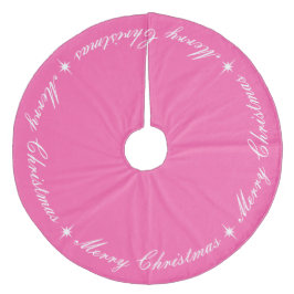 明るいピンクのメリークリスマススクリプト フリース ツリースカート