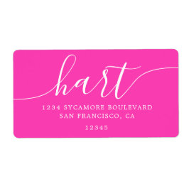 明るいピンクのモダンスクリプト返送先住所ラベル ラベル