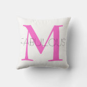 明るいピンクのモノグラム黒のスクリプモダント クッション (裏面)