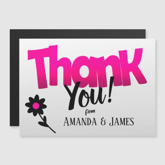 明るいピンクのロゴ（クリパートフラワー付き） -ありがとう (正面/裏面)