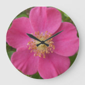 明るいピンクのローズウォールクロック ラージ壁時計 (正面)