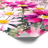 明るいピンクのワイルドフラワーフローラスクリプトのウェルカムサイン ポスター (角)