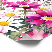 明るいピンクのワイルドフラワーフローラスクリプトのウェルカムサイン ポスター (角)