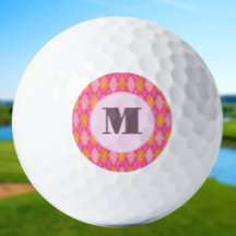 明るいピンクの名門私立校風のアーガイルカスタムモノグラム女性