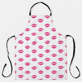 明るいピンクの唇の白 エプロン (正面)