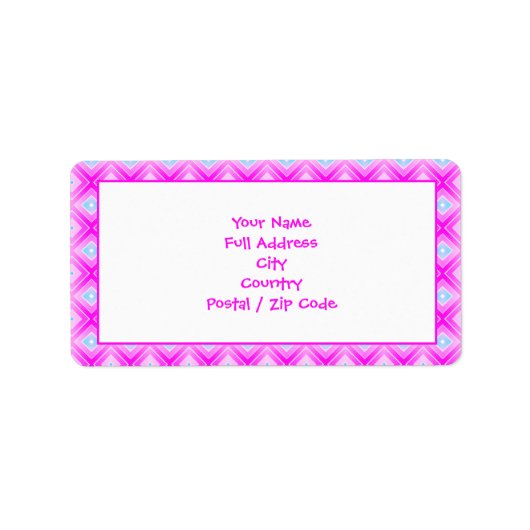 明るいピンクの大きな差出人住所ラベル ラベル (正面)