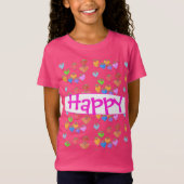明るいピンクの幸せなハートTシャツ Tシャツ (正面)