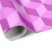 明るいピンクの幾何学的キューブパターン ラッピングペーパー (ロールコーナー)