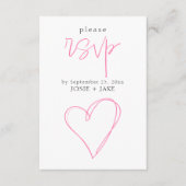 明るいピンクの愛ハートrsvpエンクロージャ エンクロージャーカード (正面)