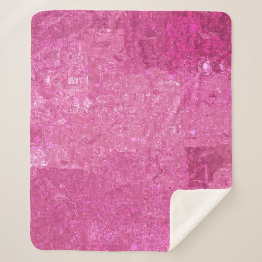 明るいピンクの抽象芸術モザイク光沢 シェルパブランケット (正面)