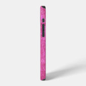 明るいピンクの抽象芸術モザイク光沢 iPhoneケース (左側面)