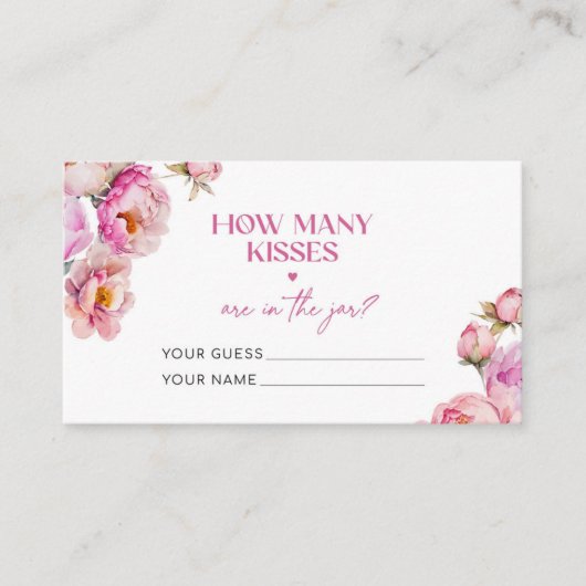 明るいピンクの推測どのくらいのキスブライダルゲーム エンクロージャーカード (正面)
