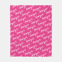 明るいピンクの書パーソナライズされた道の繰り返し名 フリースブランケット