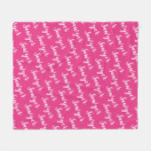 明るいピンクの書パーソナライズされた道の繰り返し名 フリースブランケット (正面(横))