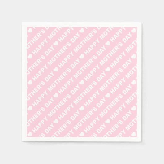 明るいピンクの母の日が白い幸せ スタンダードカクテルナプキン (正面)