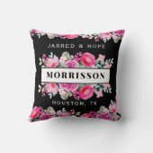 明るいピンクの水の色の花の花束カスタム クッション (裏面)