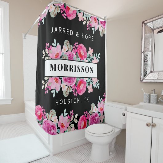 明るいピンクの水の色の花の花束カスタム シャワーカーテン (インサイチュ)