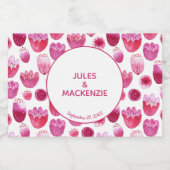 明るいピンクの水の色結婚の花 スパークリングワインラベル (シングルラベル)