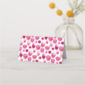 明るいピンクの水の色結婚の花 プレイスカード (裏面)