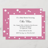 明るいピンクの水玉模様 招待状 (正面/裏面)