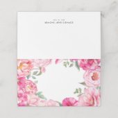 明るいピンクの水色の牡丹のフローラ結婚 プレイスカード (外部開封)