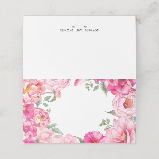 明るいピンクの水色の牡丹のフローラ結婚 プレイスカード (外部開封)