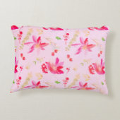 明るいピンクの水色の花 アクセントクッション (裏面)