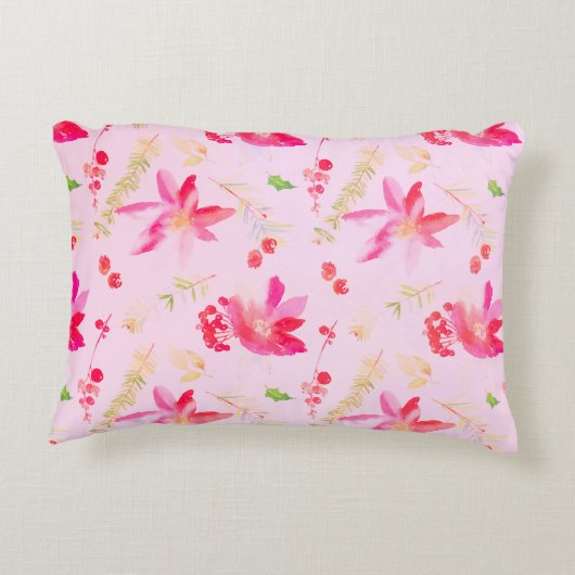 明るいピンクの水色の花 アクセントクッション (裏面)