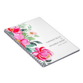 明るいピンクの水色フローラカスタムウェディング ノートブック (右側)