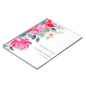 明るいピンクの水色フローラカスタムウェディング ノートブック (左側)