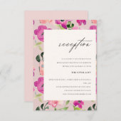 明るいピンクの水色フローラ結婚披露宴 エンクロージャーカード (正面/裏面)