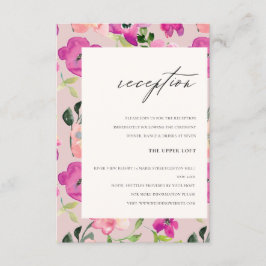 明るいピンクの水色フローラ結婚披露宴 エンクロージャーカード