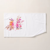 明るいピンクの水色フローラ パーソナライズされた バスタオルセット (ハンドタオル)